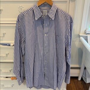 Men's Blue Gingham Button-Down Shirt